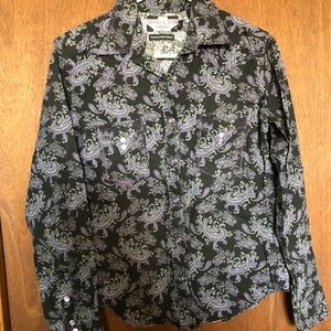 #65 Brooks & Dunn long sleeved snap button western shirt